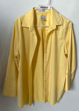 Load image into Gallery viewer, Chico's Womens Yellow Stretch Classic-Fit Long Sleeve Button-Up Shirt Size 2
