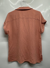 Load image into Gallery viewer, Calvin Klein Womens Peach Short Sleeve Collared Button-Up Shirt Size Medium
