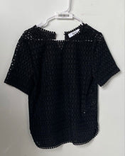 Load image into Gallery viewer, Blugirl Womens Black Geometric Short Sleeve Round Neck Blouse Top Size D38
