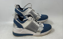 Load image into Gallery viewer, Michael Kors Womens Georgie Silver Blue Denim Leather Sneakers Shoes Size 7M
