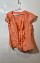 Load image into Gallery viewer, Banana Republic Womens Peach Cap Sleeve Pintuck Button Front Blouse Top Size M
