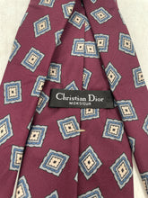 Load image into Gallery viewer, Christian Dior Mens Burgundy Printed Silk Adjustable Pointed Tie One Size
