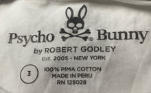 Load image into Gallery viewer, Psycho Bunny Mens White Short Sleeve Crew Neck Pullover T-Shirt Size 3
