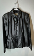 Load image into Gallery viewer, Apostrophe Womens Black Leather Long Sleeve Lined Button Front Jacket Size 8
