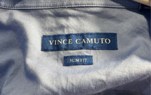 Load image into Gallery viewer, Vince Camuto Mens Blue Long Sleeve Collared Slim Fit Dress Shirt Size 16 32/33
