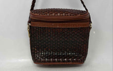 Load image into Gallery viewer, Leather School Womens Brown Leather Woven Inner Pockets Bucket Crossbody Bag
