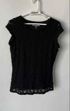 Load image into Gallery viewer, Karl Lagerfeld Womens Black Lace Crew Neck Pullover Cap Sleeve Blouse Top Size S
