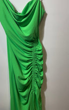 Load image into Gallery viewer, Zara Womens Green Sleeveless Cowl Neck Ruched Back Zip Bodycon Dress Size S
