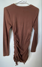 Load image into Gallery viewer, BCBGeneration Womens Brown Ribbed Side Ruched Long Sleeve Mini Dress Size S
