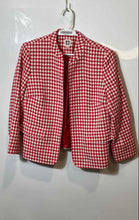 Load image into Gallery viewer, Anne Klein Womens Red Houndstooth Long Sleeve Open Front Jacket Size 12
