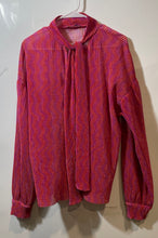 Load image into Gallery viewer, Zara Trafaluc S/S18 Womens Pink Red Chevron Print Long Sleeve Blouse Top Size L
