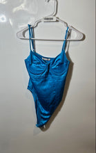 Load image into Gallery viewer, Zara Womens Turquoise Corset-Style Swimwear One-Piece Bodysuit Size Medium

