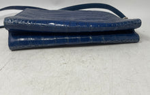 Load image into Gallery viewer, Helene Womens Blue Croc Emobossed Patent Leather Zip Top Crossbody Bag
