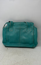 Load image into Gallery viewer, Fossil Womens Aqua Green Leather Bottom Studs Double Handle Shoulder Bag
