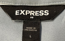 Load image into Gallery viewer, Express Womens Gray Long Sleeve Collared Regular Fit Button-Up Shirt Size L
