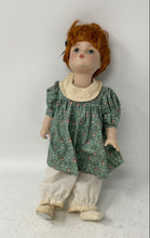 Load image into Gallery viewer, Brown Hair Blue Eyes Collector Play Doll In Green White Flower 2 Piece Outfit
