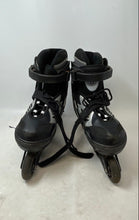 Load image into Gallery viewer, Dikashi Boys Blask Silver Lace-Up Adjustable Strap Inline Skates Size 8
