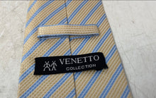 Load image into Gallery viewer, Venetto Collection Mens Light Blue Beige Striped Keeper Loop Pointed Tie
