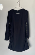 Load image into Gallery viewer, Donna Karan New York Womens Black White Long Sleeve Round Neck Mini Dress Size L
