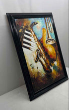 Load image into Gallery viewer, Signed And Framed Saxophone Trombone And Piano Musical Instrument Art Painting
