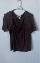 Load image into Gallery viewer, H&amp;M Womens Brown Short Sleeve Square Neck Pullover Blouse Top Size Large
