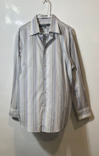 Load image into Gallery viewer, Perry Ellis Portfolio Mens Multicolor Striped Long Sleeve Dress Shirt Size L
