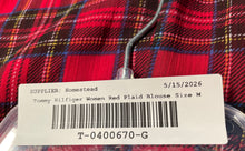 Load image into Gallery viewer, Tommy Hilfiger Womens Red Plaid Ruffle V-Neck Long Sleeve Blouse Top Size Medium
