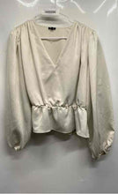 Load image into Gallery viewer, Express Womens Beige Long Balloon Sleeve V-Neck Stretch Blouse Top Size XL
