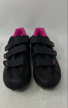 Load image into Gallery viewer, Tommaso Womens Pista 100 Black Pink Faux Leather Hook &amp; Loop Cycling Shoes Sz 10

