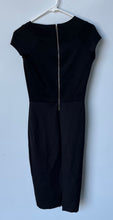 Load image into Gallery viewer, Zara Womens Black Short Sleeve Stretch V-Neck Back-Zip Sheath Dress Size S
