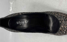 Load image into Gallery viewer, White D Womens Black Silver Glitter Slip-On Pointed Toe Pump Heels Size EUR 39
