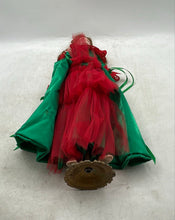 Load image into Gallery viewer, Blonde Hair Green Eyes Standing Porcelain Doll Collection In Green Red Dress
