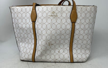 Load image into Gallery viewer, Nanette Lepore Womens White Beige Monogram Print Double Handle Tote Bag
