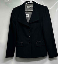 Load image into Gallery viewer, Tahari Womens Black Long Sleeve Pockets Collared Three-Button Blazer Size 4
