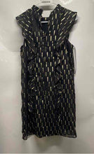 Load image into Gallery viewer, Worthington Womens Black Gold Metallic Sleeveless Ruffle Mini Dress Sz 12 W/ Tag
