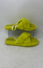 Load image into Gallery viewer, Aldo Womens Green Faux Fur Fuzzy Open Toe Crossband Slide Slippers Size L
