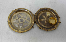 Load image into Gallery viewer, Lot Of 2 Pieces Vintage Gold-Tone Star Design Round Candlesticks Holder Plates
