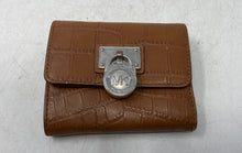 Load image into Gallery viewer, Michael Kors Womens Brown Embossed Leather ID Card Holder Trifold Wallet
