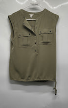 Load image into Gallery viewer, Calvin Klein Womens Green Sleeveless Pockets Blouse Top Size Medium
