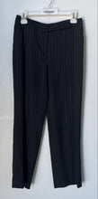 Load image into Gallery viewer, Ann Taylor Womens Black Striped Flat Front Straight Leg Dress Pants Size 2P
