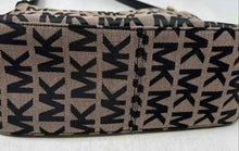 Load image into Gallery viewer, Michael Kors Womens Beige Black Signature Print Canvas Charm Shoulder Bag

