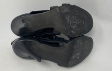 Load image into Gallery viewer, Authentic Tory Burch Womens Black Leather High Stiletto Strappy Heels Sz 8M Worn

