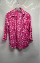 Load image into Gallery viewer, Lauren Ralph Lauren Womens Pink White Chevron 3/4 Sleeve Button-Up Shirt Size S
