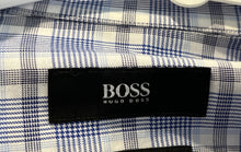 Load image into Gallery viewer, Hugo Boss Mens Blue White Check Long Sleeve Collared Dress Shirt Size 15.5 32/33
