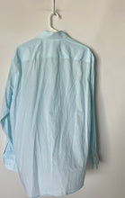 Load image into Gallery viewer, Calvin Klein Mens Light Blue Striped Regular Fit Stretch Dress Shirt Size Large
