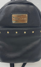 Load image into Gallery viewer, Tommy Hilfiger Womens Black Faux Leather Studded Adjustable Strap Small Backpack
