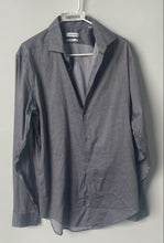Load image into Gallery viewer, Calvin Klein Mens Gray Printed Slim Fit Stretch Dress Shirt Size 16 34/35
