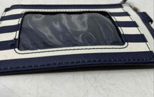 Load image into Gallery viewer, Tommy Hilfiger Womens Navy White Striped Zipper Keychain Card Wallet
