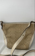 Load image into Gallery viewer, Coach Womens Dufflette Beige Signature Leather Trim Zip Top Crossbody Bag
