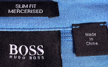 Load image into Gallery viewer, Hugo Boss Mens Blue Striped Print Slim-Fit Short Sleeve Golf Polo Shirt Size L
